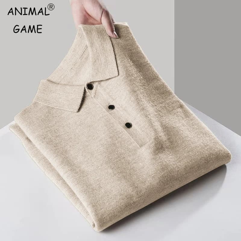 Maglione da uomo con cerniera a un quarto Manica lunga abbottonata Camicie da golf Abito casual a costine lavorato a maglia Pullover da esterno Anti-pilling da uomo
