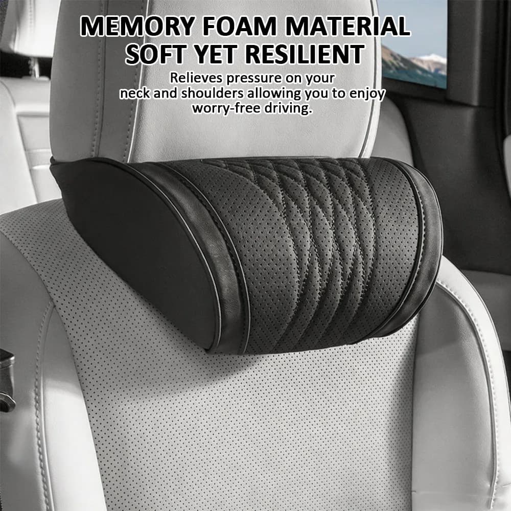 Luxurious Memory Foam Car Headrest Cushion Imitation Napa Leather Soft And Breathable Seat Neck Pillow Car Seat Accessories