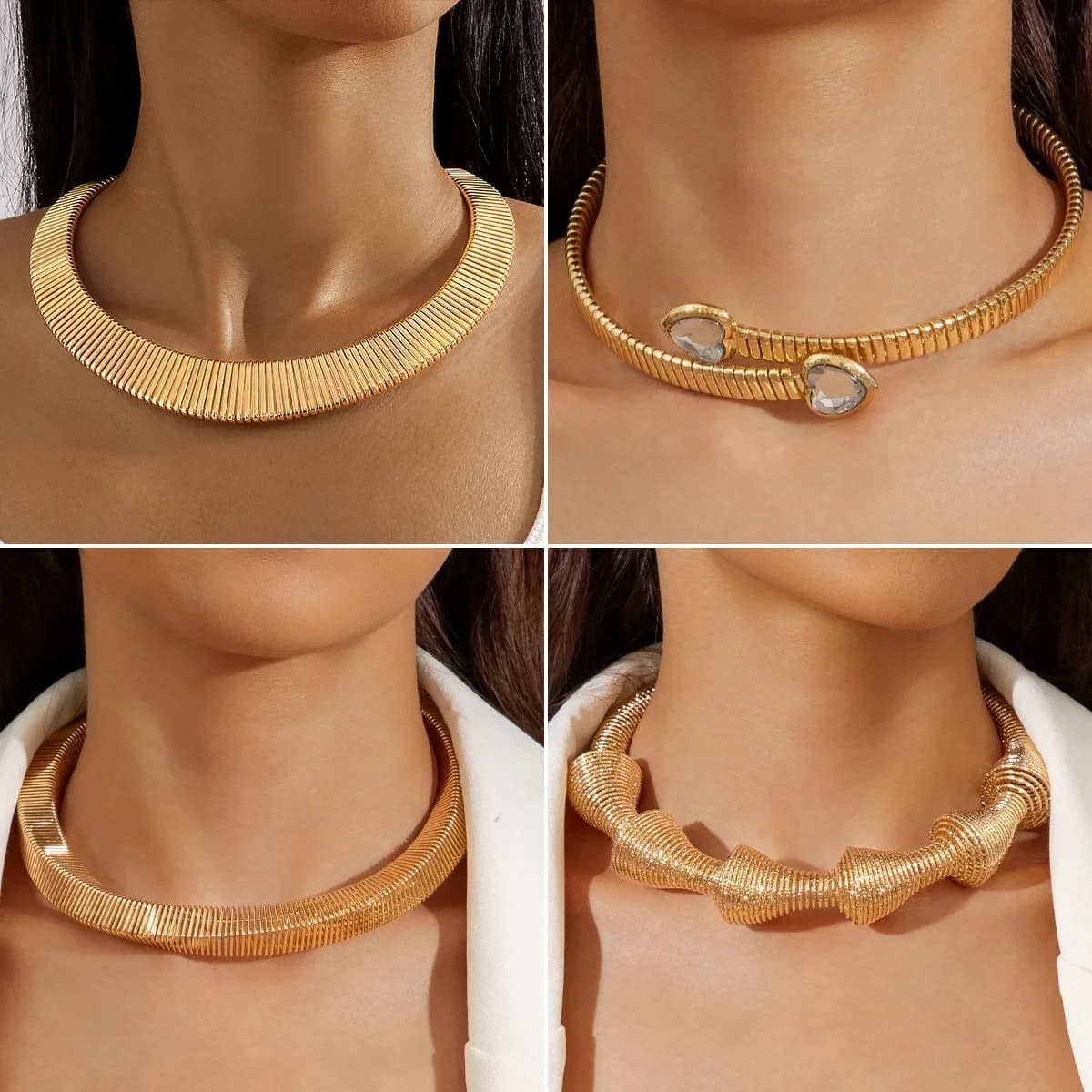 Fashion Metal Choker Necklace, Geometric Statement Collar Necklace, Bold Minimalist Design Jewelry Accessory for Women