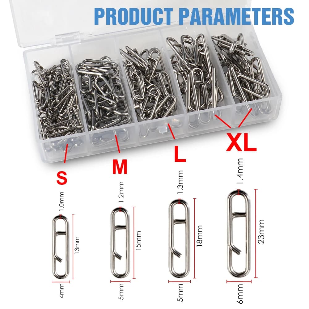 GOBAIT Fishing Interlock Snap Fast Clips Stainless Steel Oval Buckle Rear Line Accessories Equipment box 20-100 pieces Connector