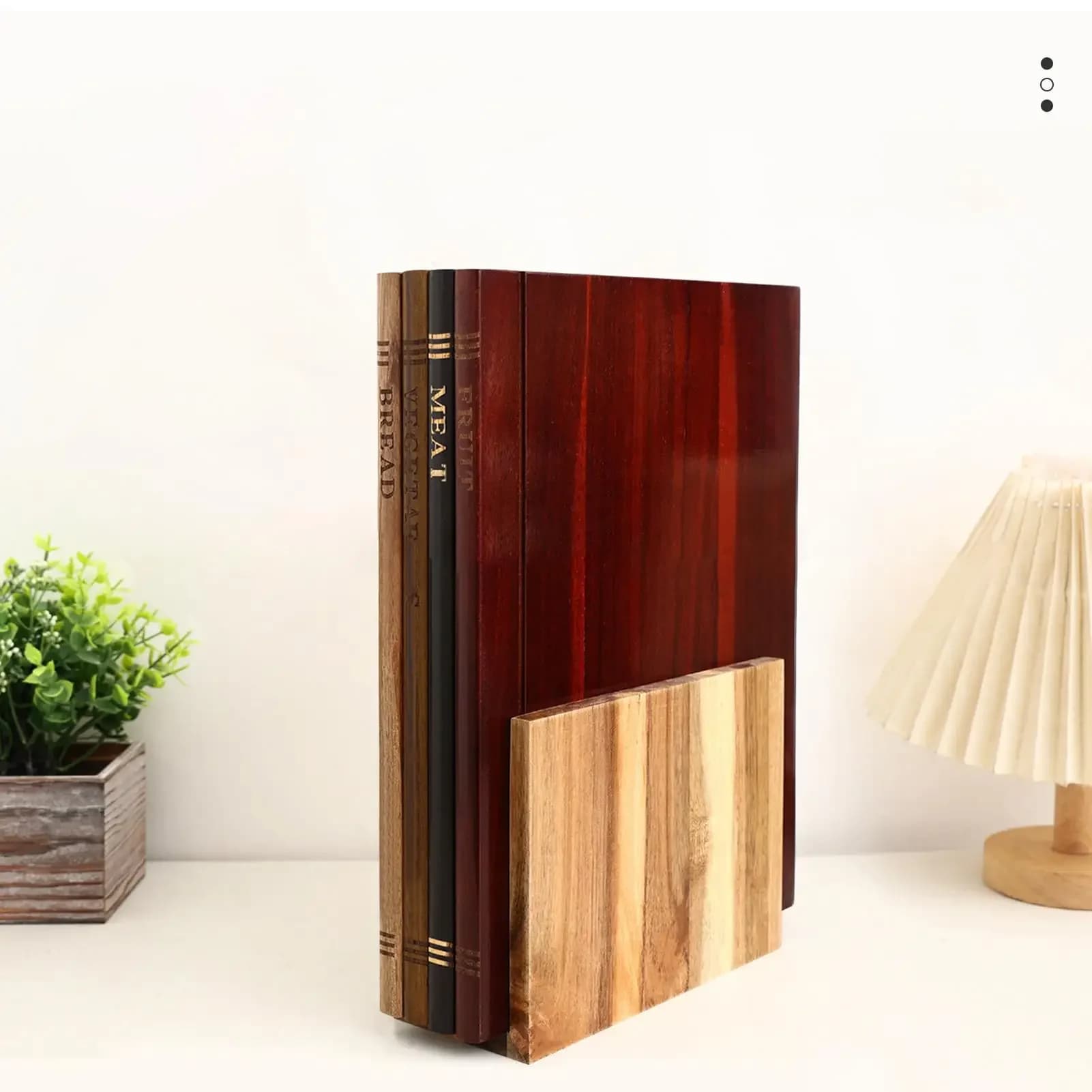 Set di Taglieri a Forma di Libro, 4 Pezzi, in Legno con Supporto, per Salumi, Cucina e Casa