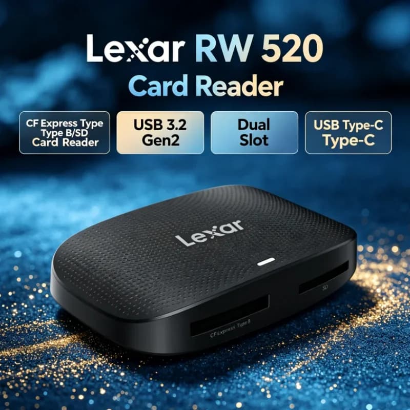 Lexar RW520 Memory Card Reader High Speed USB 3.2 Gen 2 CFexpress Type B SD Card Reader Dual Slot for Data Transfer