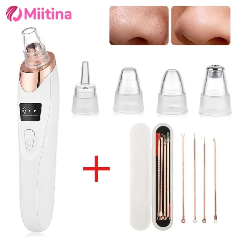 Black Dot Extractor Rechargeable USB Vacuum Suction Detergent for Face Pores Spot Acne Brufolo Black Head Extractor Kit of Skin Care Tools