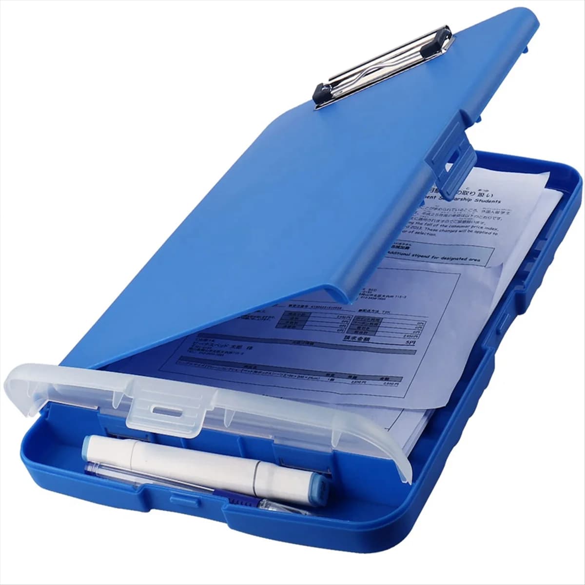 CYL-Clip Board Organizer Portablocco con portaoggetti Portablocco per infermieri Cartella di file pieghevole Portablocco in plastica (Blu)