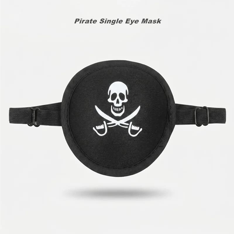 Mascherina per Occhi Stile Pirata 3D con Copertura Singola, Blocco Luce, Fascia Elastica Regolabile, Protezione Comoda per Adulti e Bambini