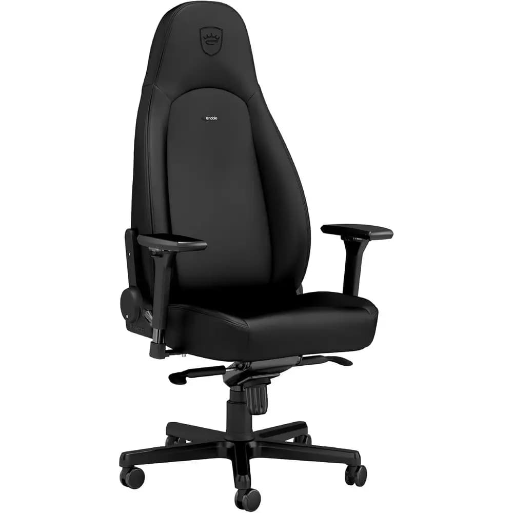 Sedia da gaming ergonomica con supporto lombare, pelle sintetica, nera