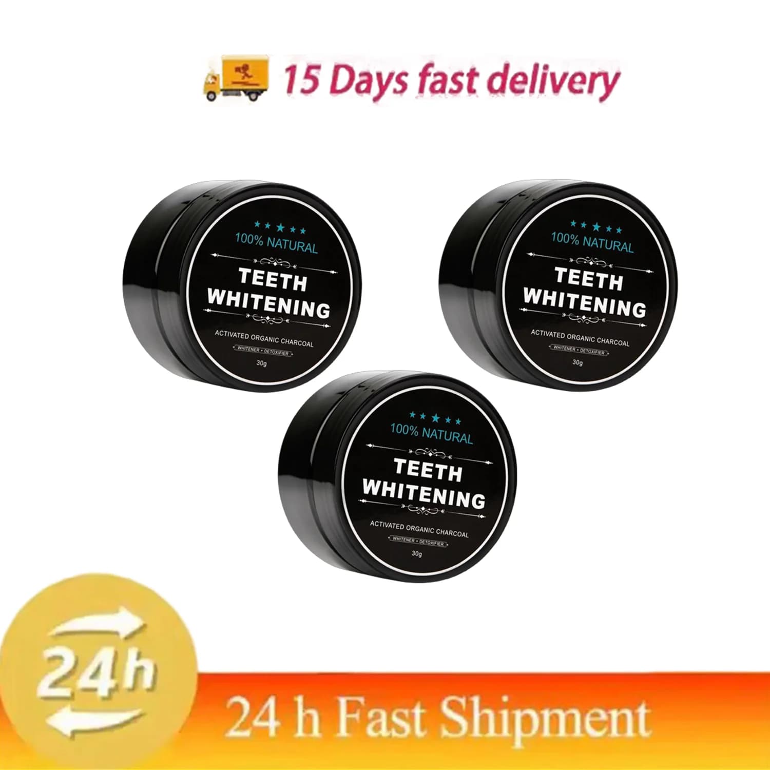 3X Dentifricio Alito Tartaro Cocco Powder Refresh Oral Macchies Remove