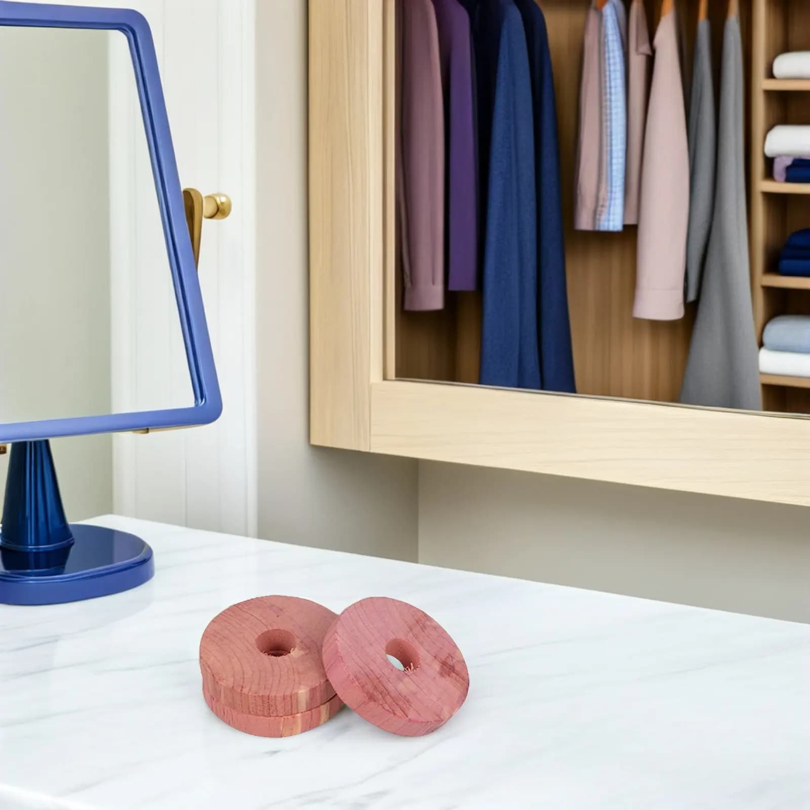 20 Pezzi di Blocchi di Legno di Cedro Naturali Aromatici Anti-Tarme, Dischi 4x1cm Lisci Repellenti per Insetti, Sacchetti per Armadi e Decorazioni per la Casa