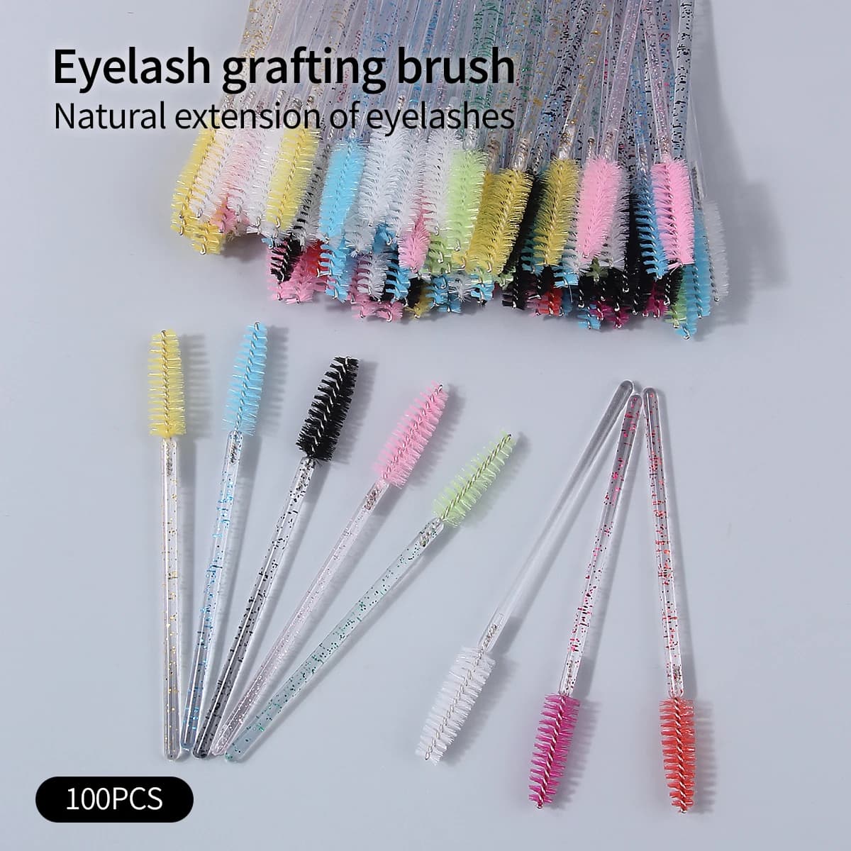 100 Pieces Soft Colored Comb for Garlicing Eyelashes - Eyebrow Brush - Multifunctional Eyelash Makeup Brush - Beauty Tools