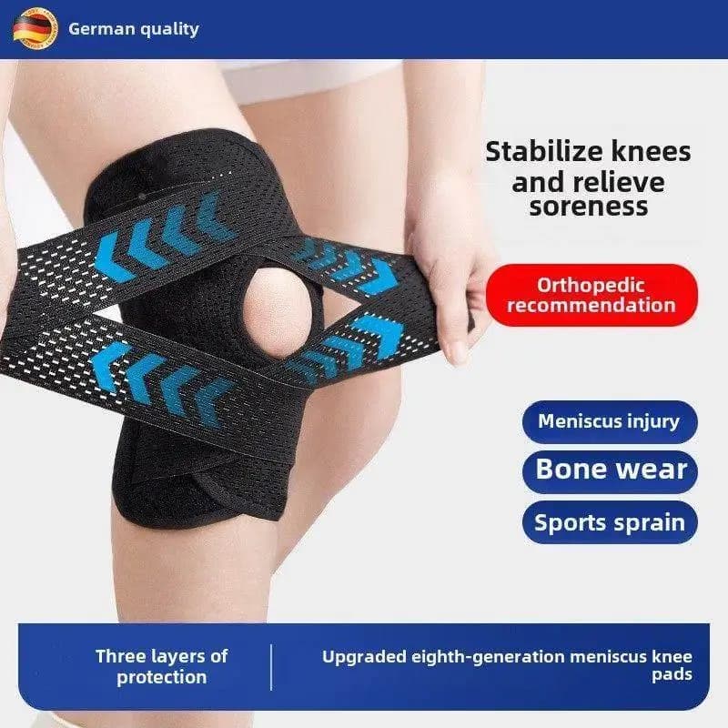 Supporto per Ginocchio a Tre Strati per Corsa e Sport, Protezione da Infortuni, Stabilizzatore Rotuleo, Protezione Articolazione Ginocchio, Ginocchiera