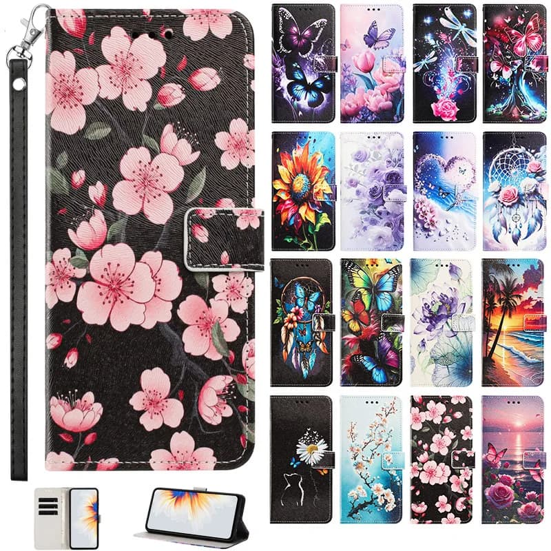 Phone Case for iPhone 17 16 15 14 13 12 11 Pro Max 15 Plus Funda 17E 16E 17 Air Case 3D Flower Leather Wallet Flip Back Cover