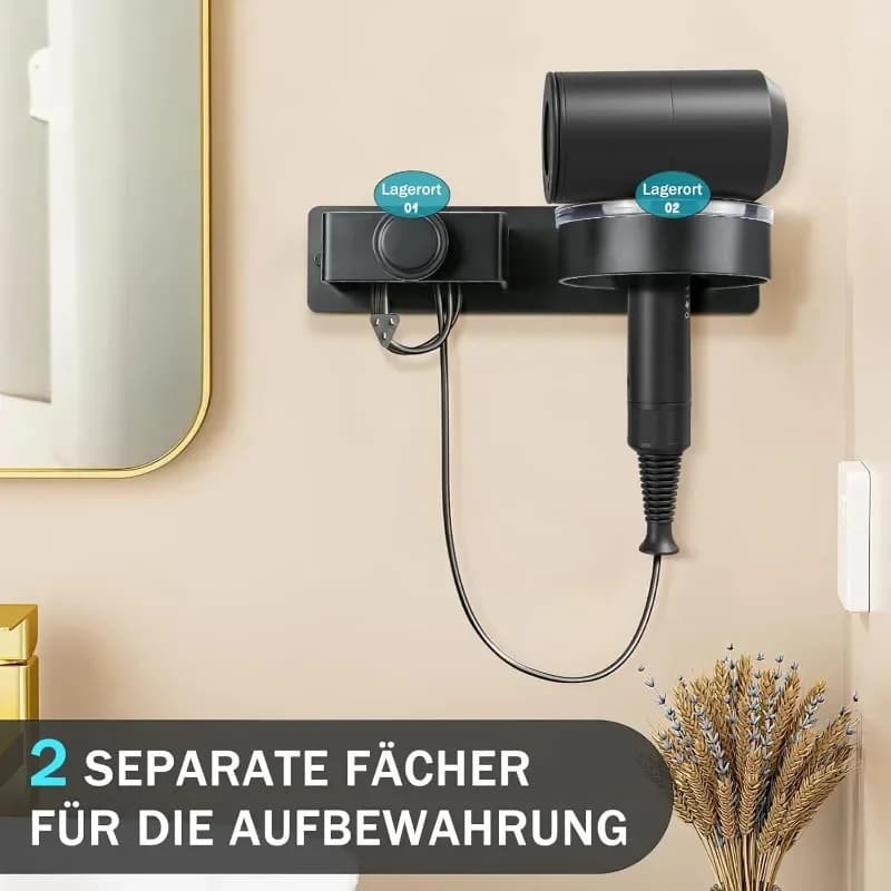 Supporto da parete per asciugacapelli senza foratura, porta piastra e arricciacapelli, porta strumenti per lo styling dei capelli, appendiabiti da parete per asciugacapelli