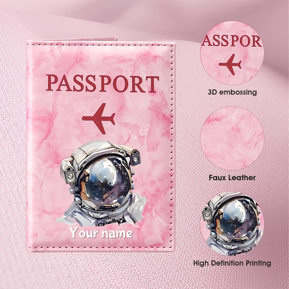 Custom Name Astronaut PU Passport Holder with Starry Sky & Helmet, Travel Wallet Suitable for Passports, Boarding Passes