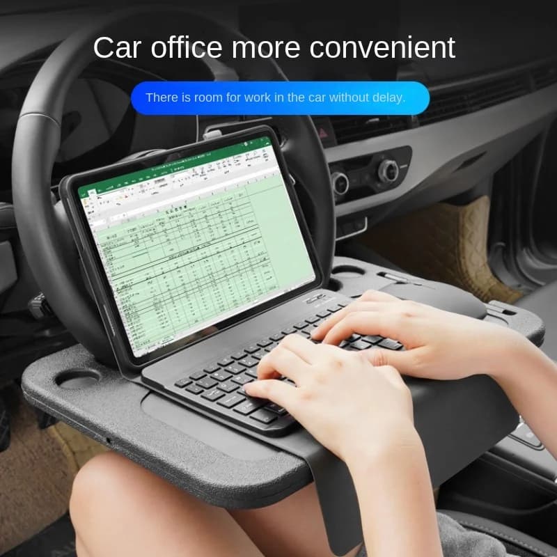 Vassoio per volante per auto in materiale nero aggiornato Supporto per supporto da scrivania per computer portatile Mangiare accessori interni per vassoio da lavoro