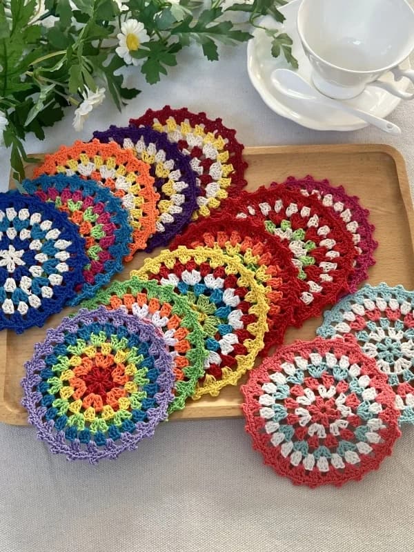 Lucky Handmade Hook Flower 11cm round Coaster American Country Forest System Grandmother Dream Catcher Core Home Decor