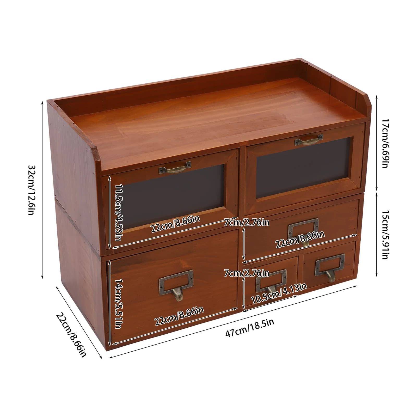 6 Drawers Desktop Organizing Cabinet, Supplies Organizer, Vintage Drawers for Cosmetics, Jewelry, Tea Bags, Sugar Packets