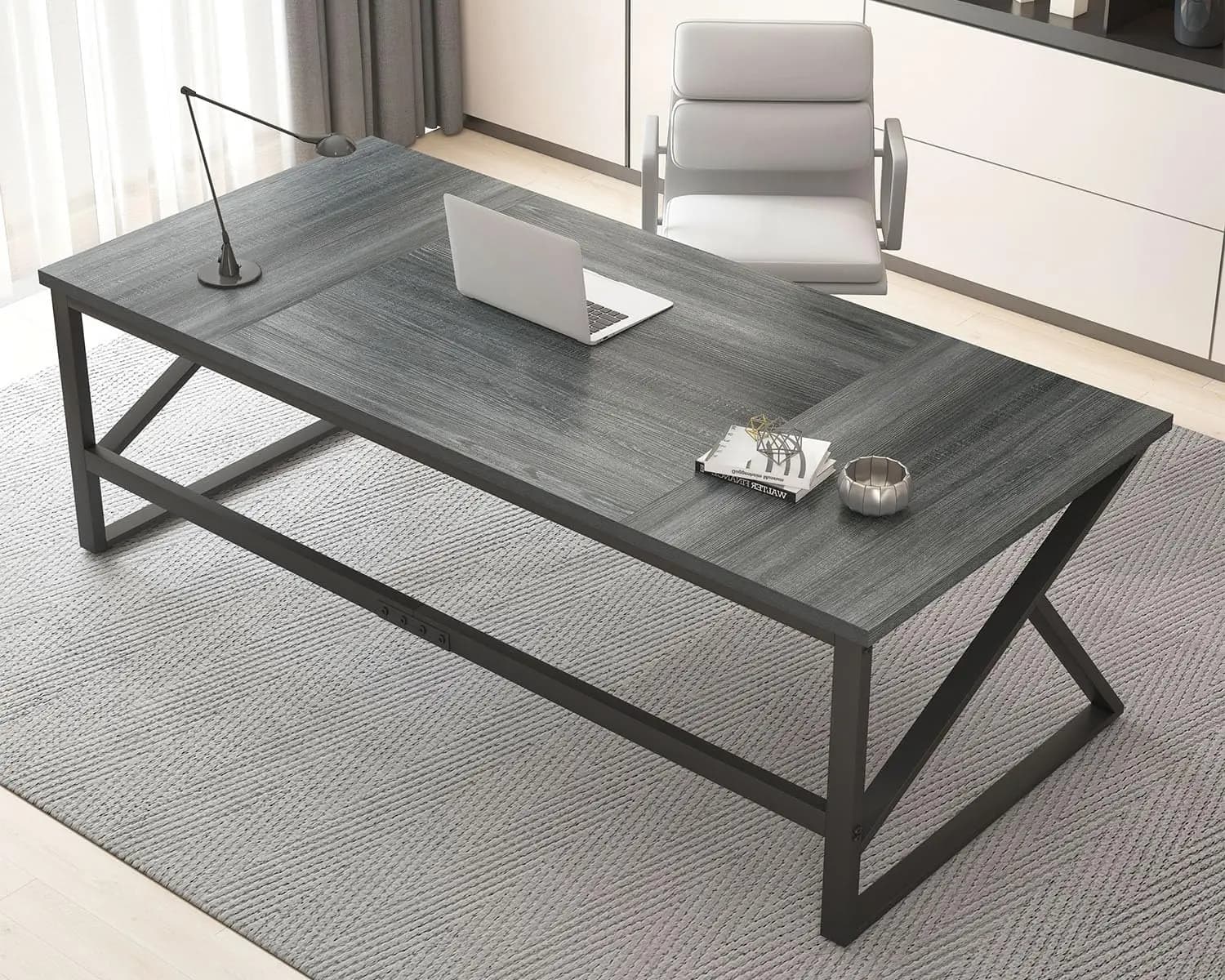 Scrivania per Computer Extra Lunga in Stile Industriale, Tavolo in Metallo e Legno per Ufficio Domestico, PC, Laptop, per 2 Persone, Scrivania da Gaming 70'', Personalizzabile