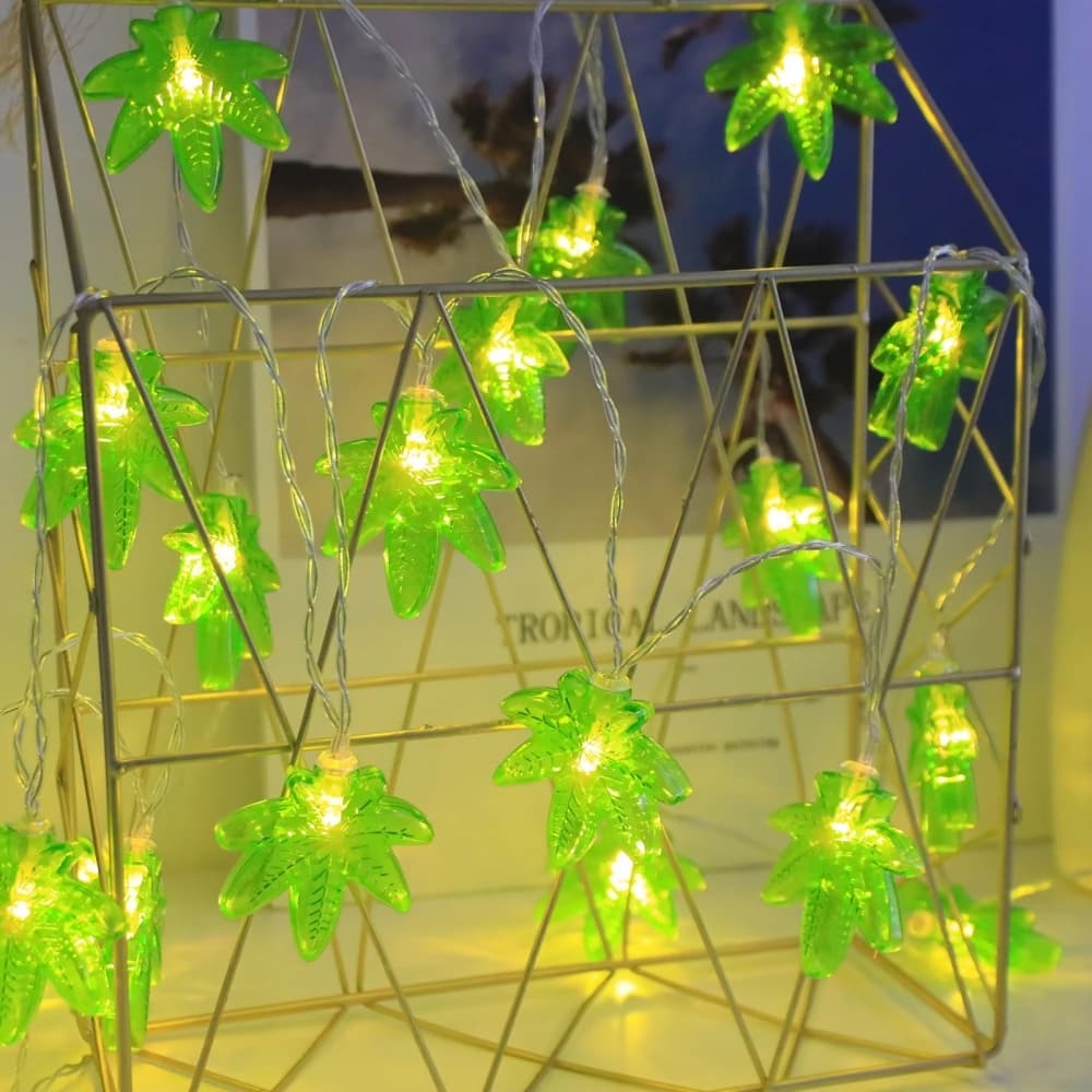 1 lucine a foglia verde 10/20 LED, alimentate a batteria, utilizzate per Natale, Hanukkah, Ringraziamento, Capodanno, Decorazioni per il raccolto