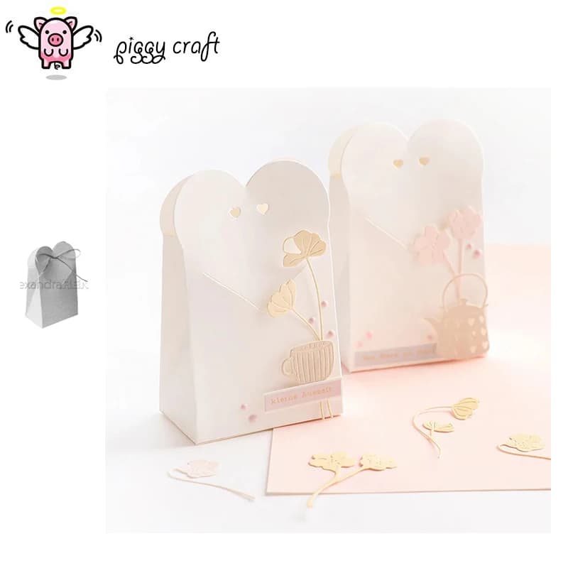 Piggy Craft - Metal hanger for cutting, molds for decorations in the shape of a box, for scrapbooking, paper stems, cutting blades, stencil