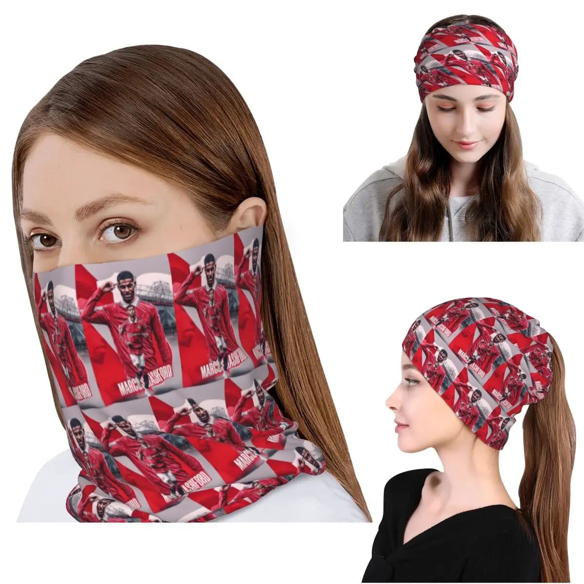 Marcus Rashford New Goal Celebration Bandana Copricollo Sciarpa Calda Copricapo Berretto Unisex Adulto Lavabile