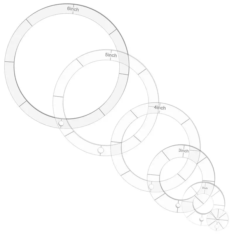 Set di 6 modelli circolari in acrilico per quilting BAAR-Binder con anelli incernierati inclusi, da 1/2/3/4/5/6 pollici per lavori fai da te