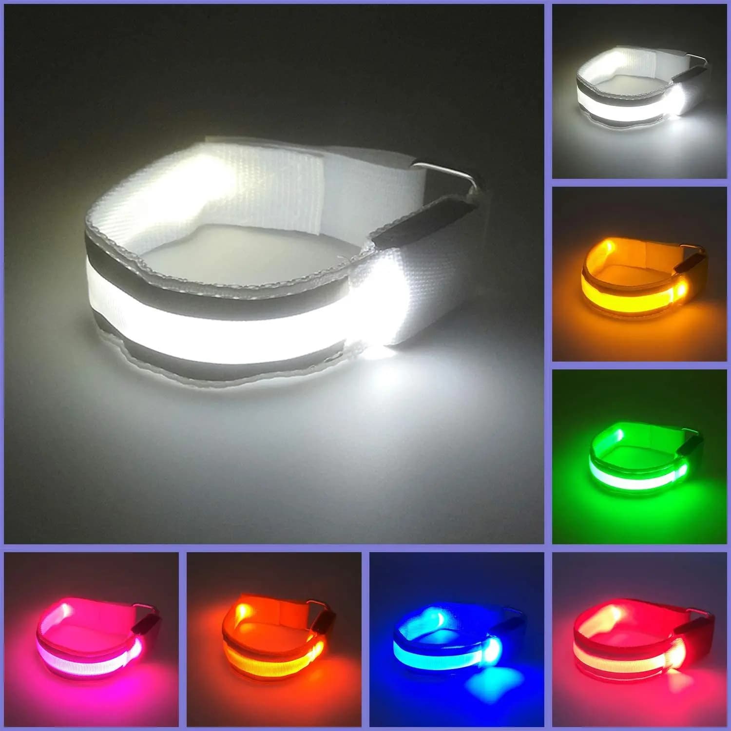 Fascia da braccio sportiva a LED Cintura lampeggiante incandescente Fascia da braccio sportiva notturna Fitness Corsa Ciclismo Polsino riflettente lampeggiante