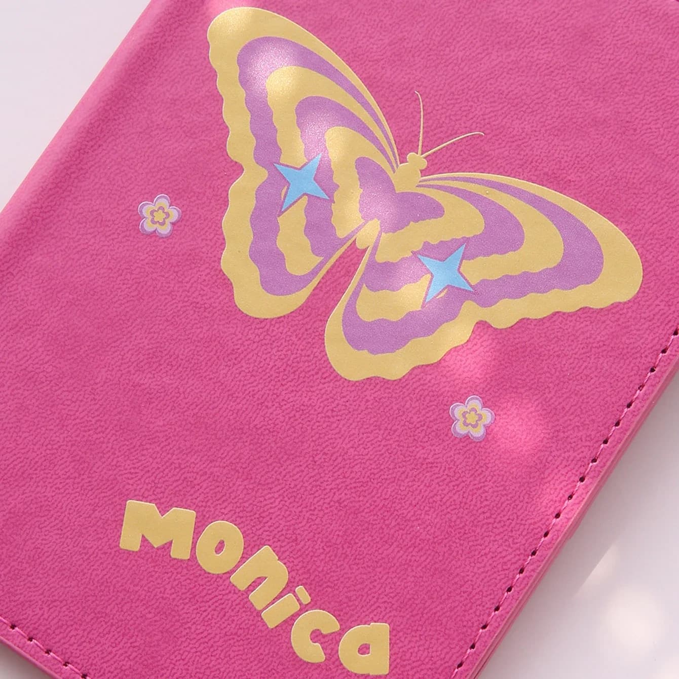 1PC Custom Name Y2K Passport Holder with Cute Butterflies Cartoon Butterfly Passport Cover Faux Leather Print Card Holder Gift