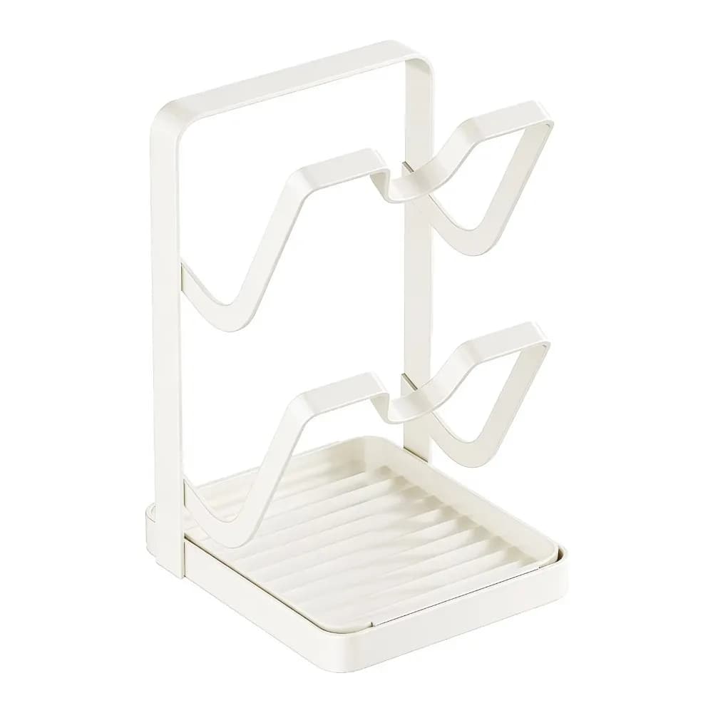 Double Layer Pot Lid Rack Non-Slip Draining Cutting Board Holder Removable Drip Tray Large Capacity Pot Lid Organizer
