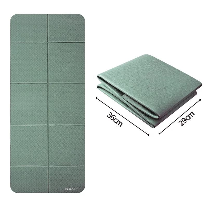 Tappetino yoga portatile in TPE ecologico, tappetino yoga pieghevole antiscivolo in TPE doppio verde stampato da 8 mm con borsa di grandi dimensioni 183X65