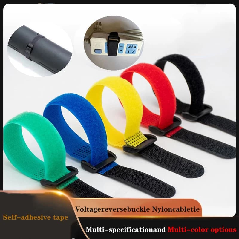 Cinghie di gestione in confezione da 5 cinghie con fibbia inversa in Nylon riutilizzabili Organizer per cavi di alimentazione fascette multicolori Multi-calibro