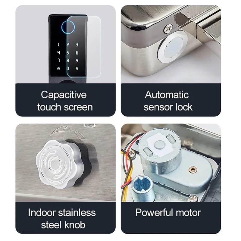 Smart Tuya Serratura TTLock con gateway Impronta digitale a doppio lato + Password + Scheda IC + Sblocco chiave Serrature elettroniche domestiche IP65