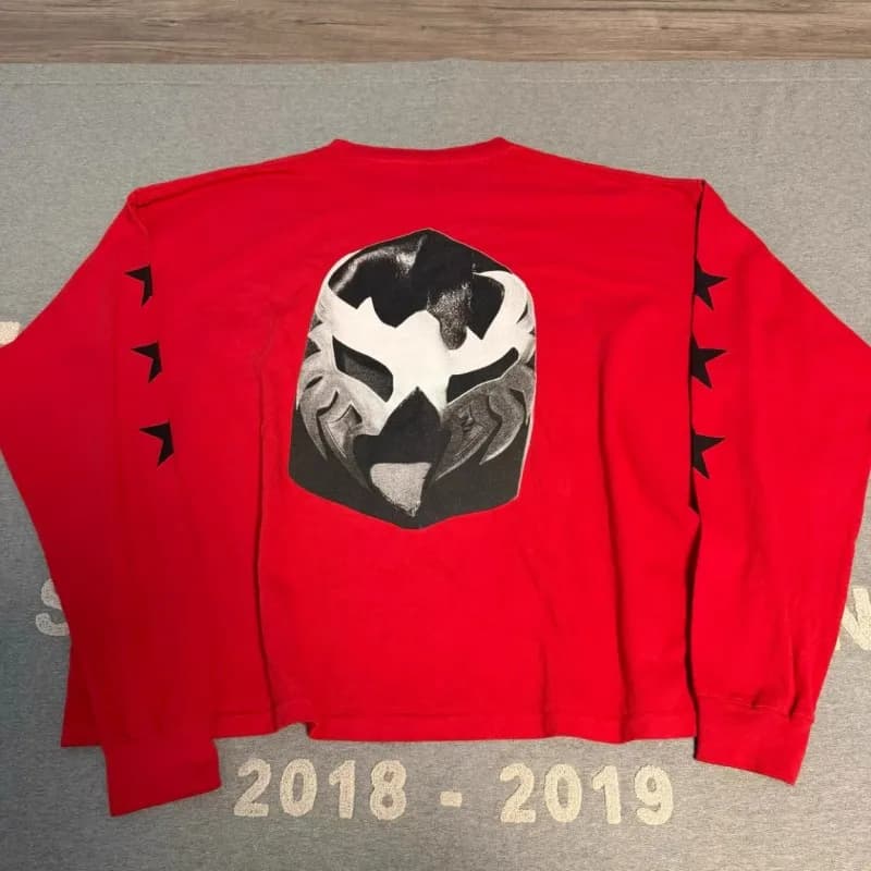Oversize Kanye Bully Long Sleeve Tshirts Breathable Cotton Star Face Mask Pentagram Rond Neck Pullover Men Women Street Outfit