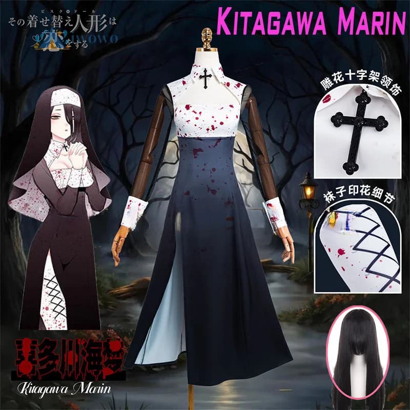 Costume Cosplay Kitagawa Marin (Sorella con Macchie di Sangue) di My Dress-Up Darling, Stagione 2, per Donna - Abito per Feste di Halloween
