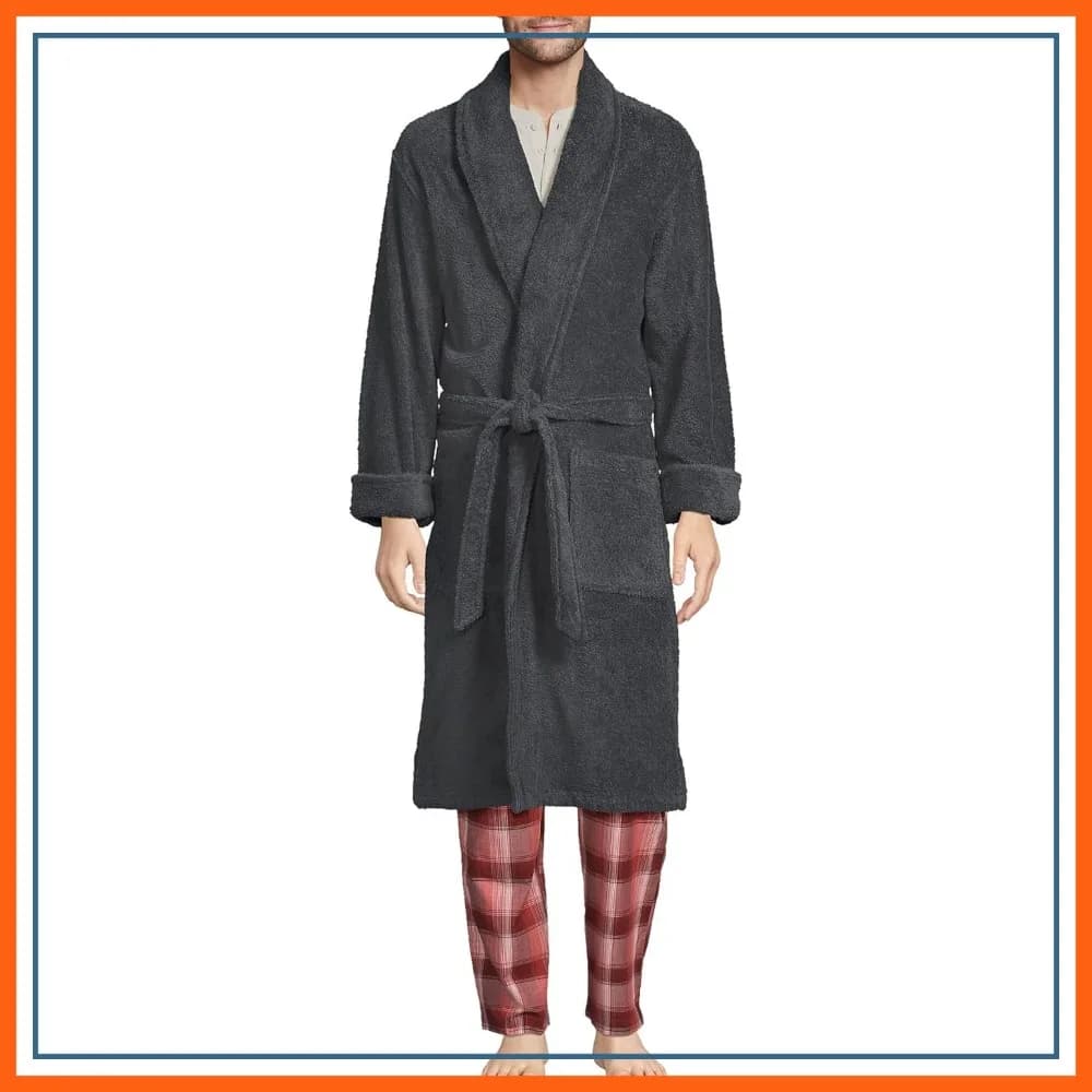 Accappatoio da uomo in spugna di cotone turco a lunghezza intera – 140 cm, morbido, assorbente, 2 tasche, comfort da spa