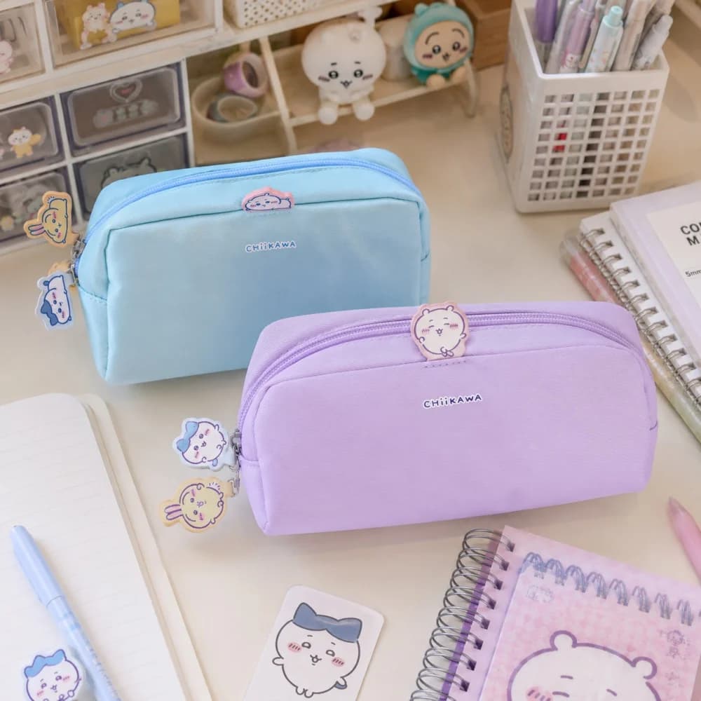 Genuine Chiikawa Large Capacity Pencil Case Cute Zipper Pen Pouch Usagi Hachiware Stationery Bag for Study Office Desk Gifts