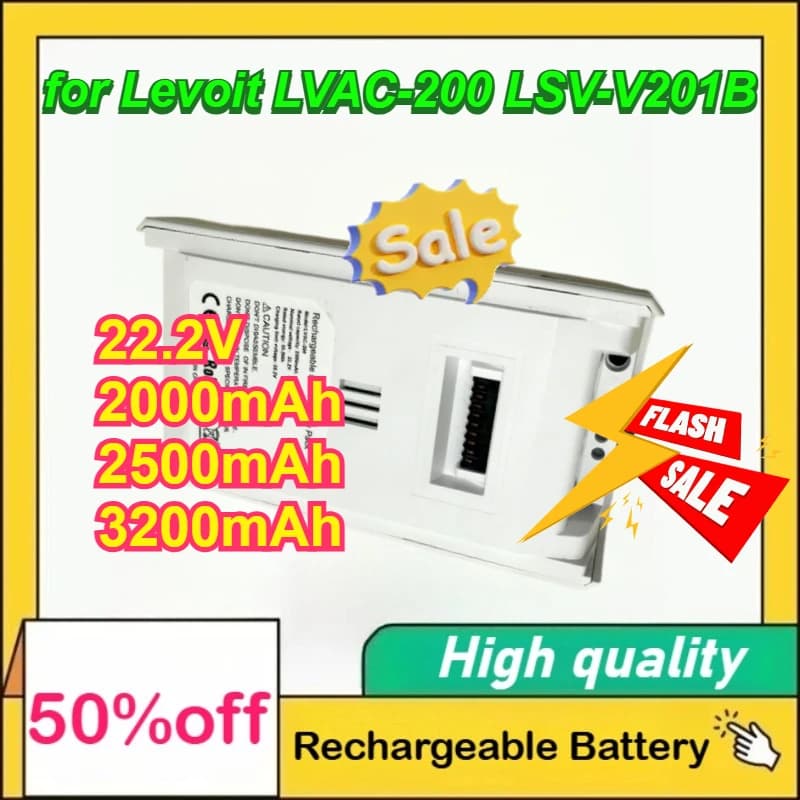 Batteria di Ricambio per Aspirapolvere Senza Fili Levoit LVAC-200 LSV-V201B 22.2V 2000mAh 2500mAh 3200mAh