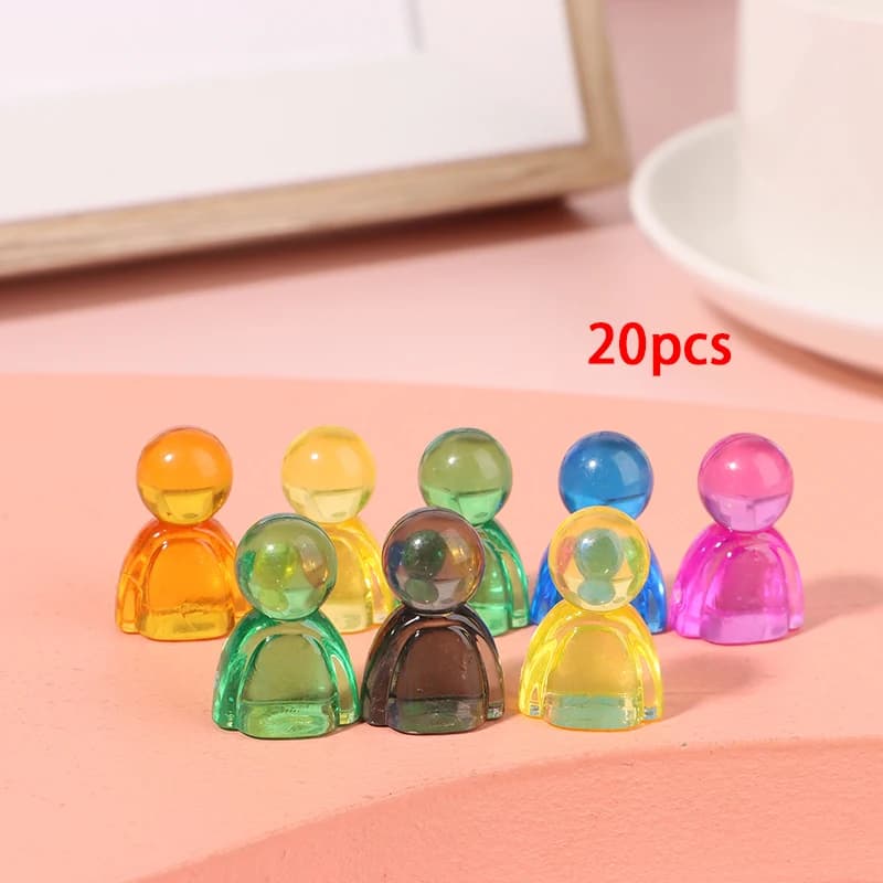 Pezzi di scacchi umanoidi colorati in acrilico da 20 pezzi 23*15*11mm per accessori per pennarelli per giochi di carte da gioco da tavolo