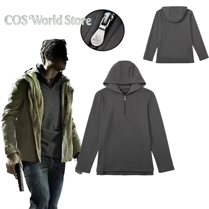 Game Ethan Winters Cosplay Costumes Same Gray Hoodie Game Biohazard Resident Village Uniform Halloween Carnival Party Suit
