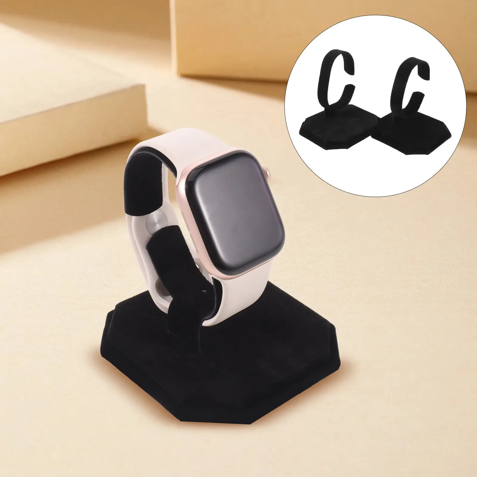 2 Pezzi Elegante Espositore a C per Orologi da Uomo e Donna, Supporto da Tavolo per Bracciali e Orologi da Polso, per Negozi di Gioielli, Nero