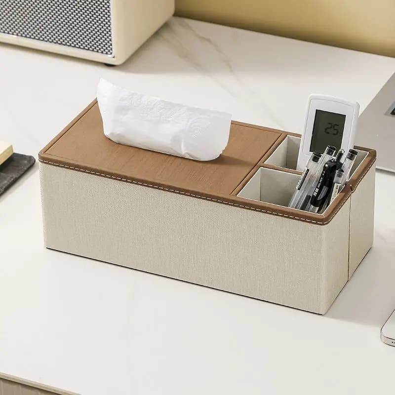 Japanese Minimalist Tissue Box Living Room Hotel Restaurant Paper Box Toilet Paper Facial Tissue Napkins Storage Leather Decor