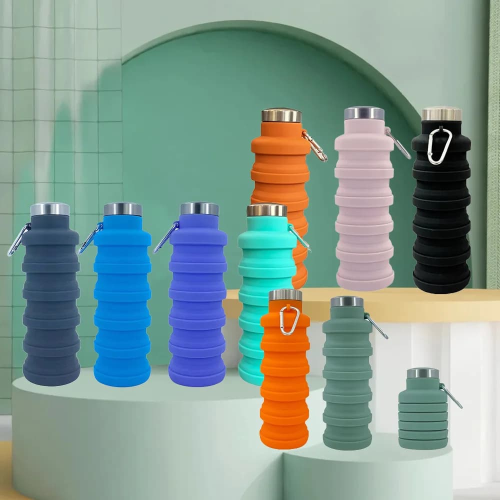 1 pz tazza pieghevole portatile in silicone per uso alimentare 500 ml tazza d'acqua sportiva creativa tazza d'acqua di decompressione telescopica esterna