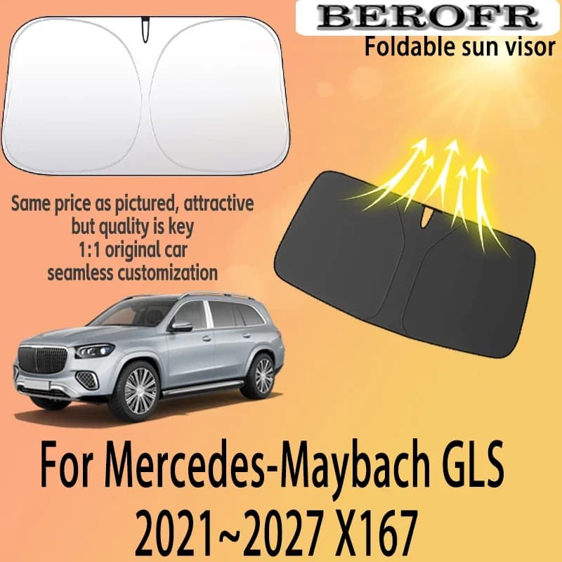 For Mercedes-Maybach GLS 2021~2027 2026 25 X167 Front Windshield Sunshade Privacy curtain Car Sun Visor High quality Accessories