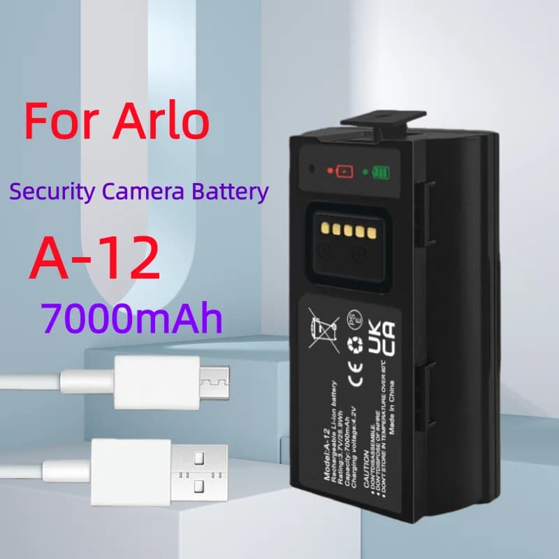Batteria per telecamera di sicurezza domestica da 7000 mAh A-12 per campanello video cablato intelligente Arlo Essential AVD2001 AVD2001B