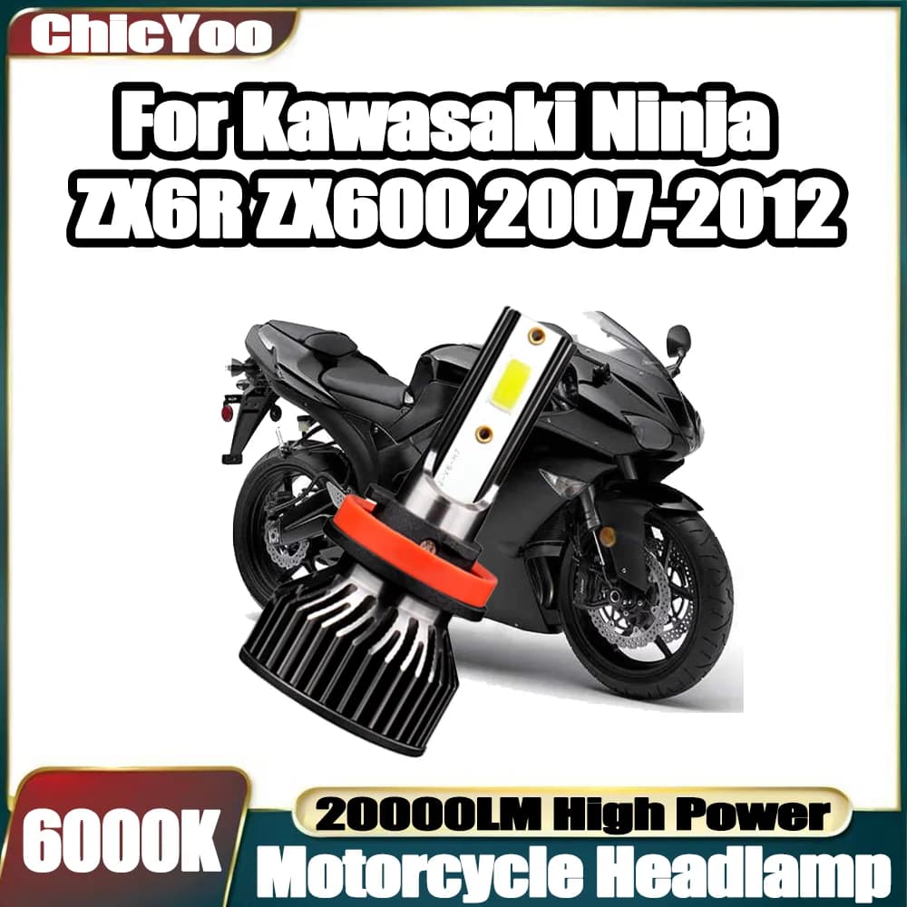 1 Pezzo Faro Moto Super Bianco 6000K 20000LM Lampada per Moto Kawasaki Ninja ZX6R ZX600 2007 2008 2009 2010 2011 2012