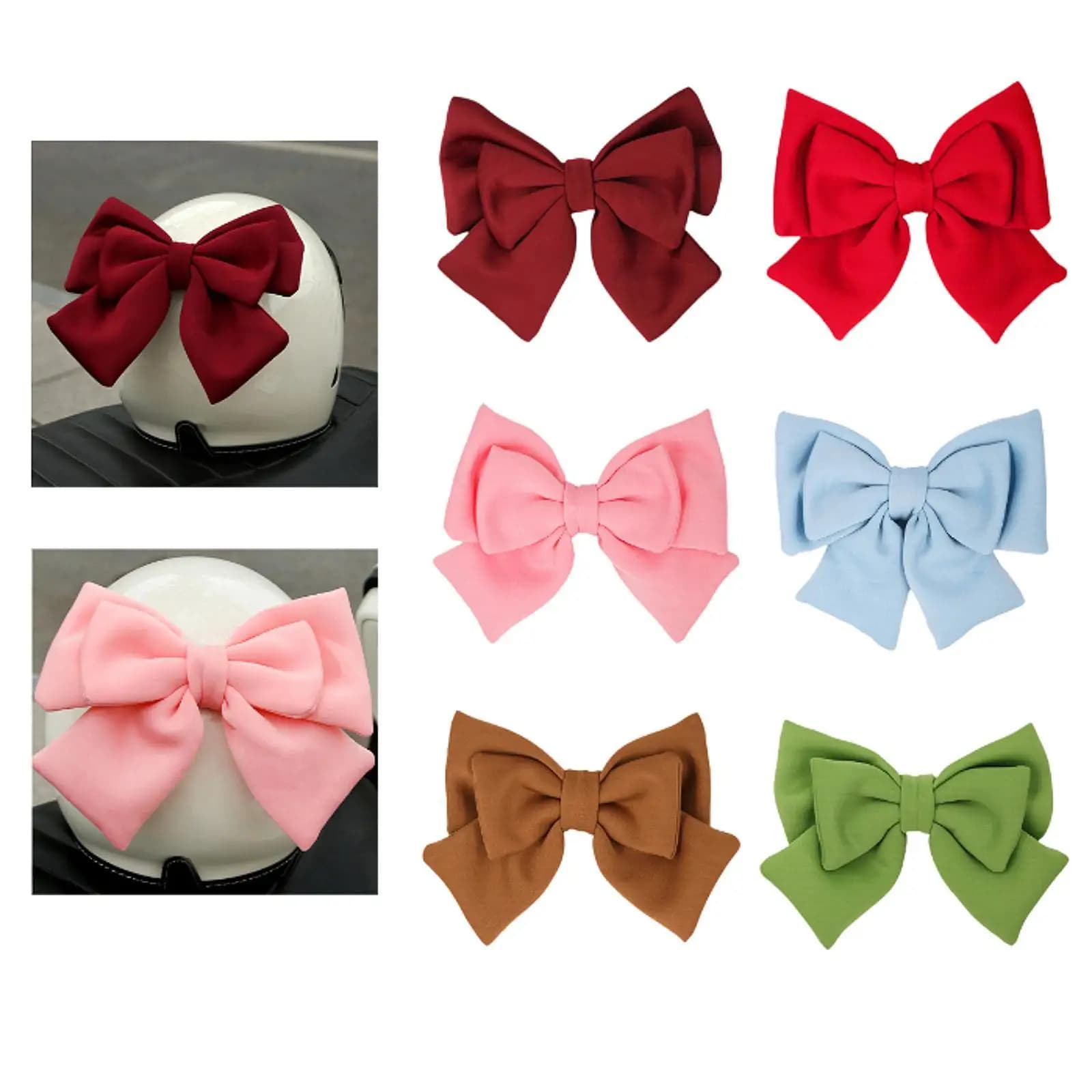 Bow decoration for helmet, adorable decorative ornament in solid color, light and graceful, for cycling and motorcycling
