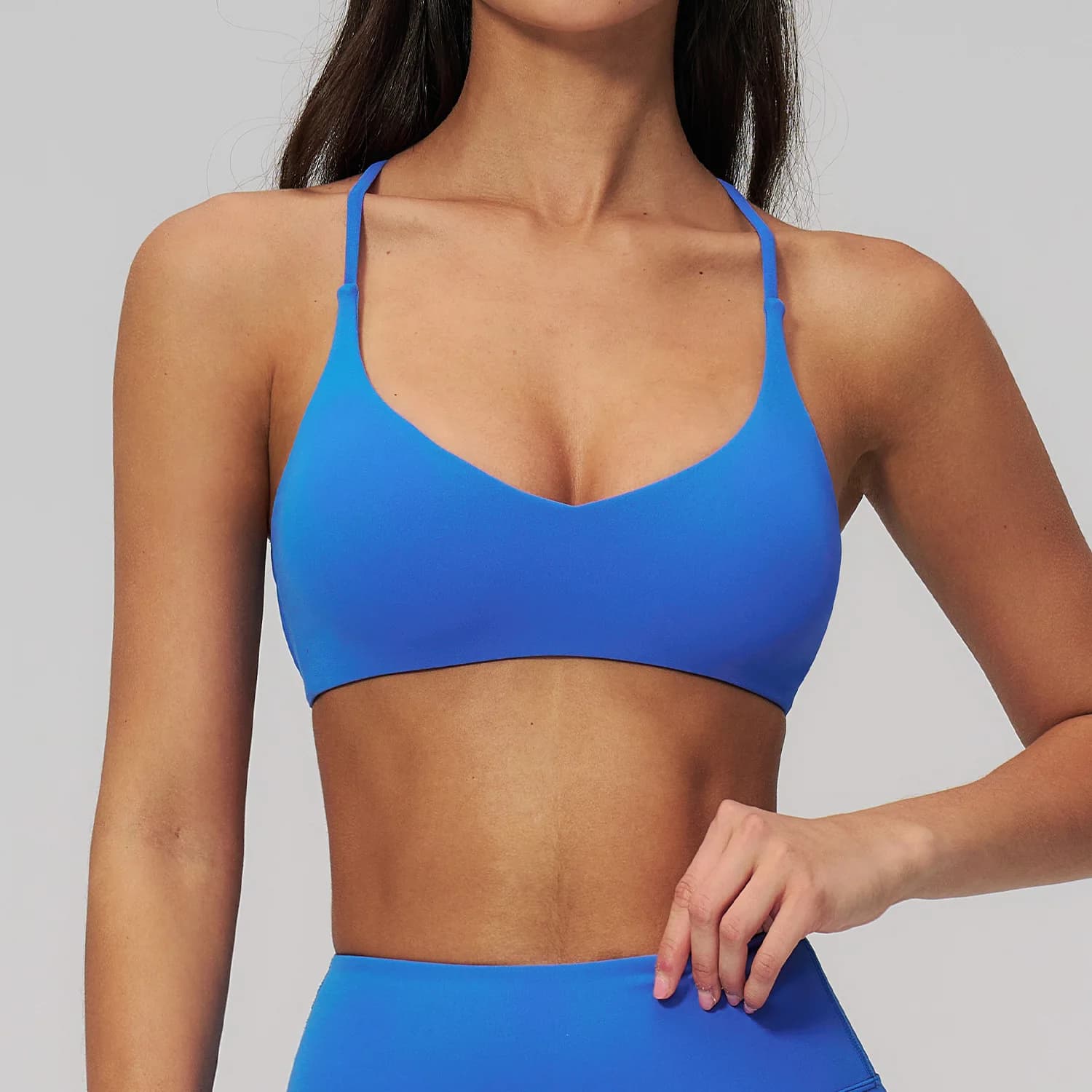Reggiseno Sportivo Estivo a U con Multi-Strap Incrociati per Donna, Top da Pilates, Fitness, Yoga, Allenamento, Corsa, con Imbottitura