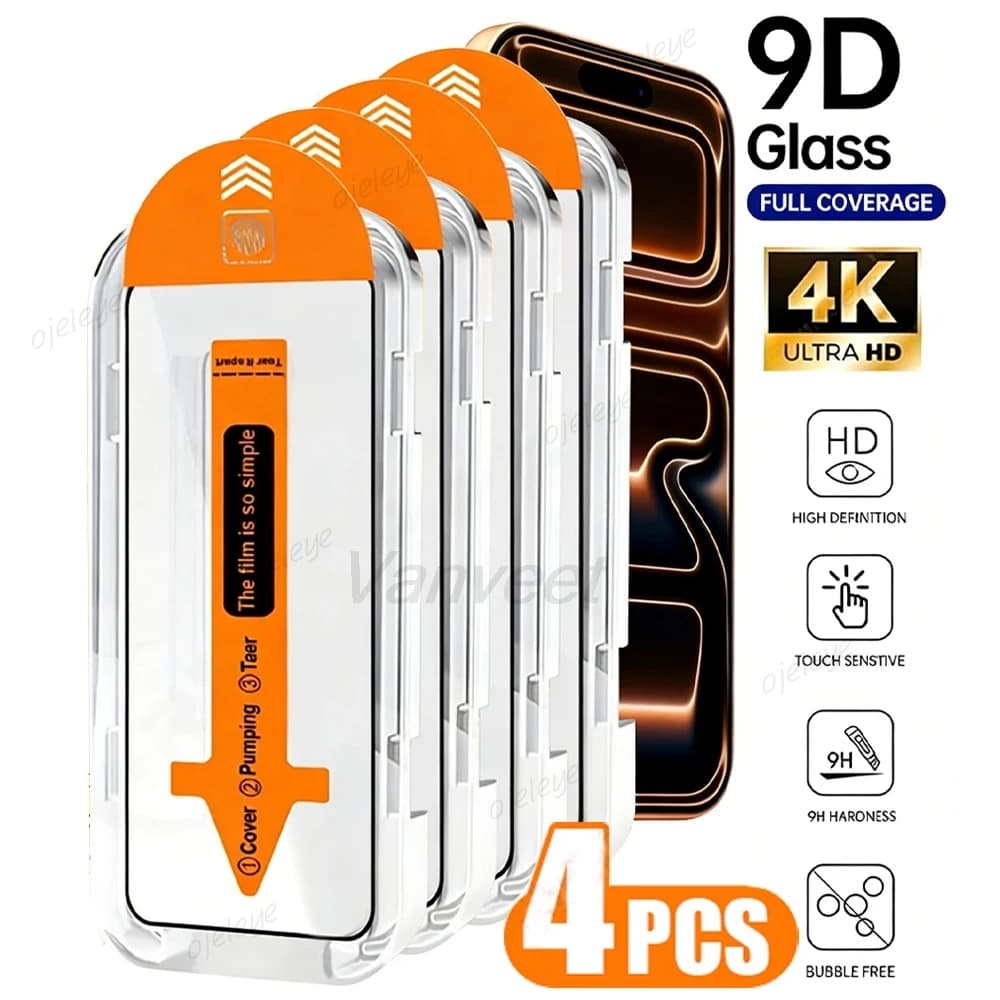 1-4PCS HD Protezione dello schermo senza polvere per iPhone 17 17 Pro Max 17 Pro 13 15 16 13 Mini 14 11 12 Air 7 6Plus 8 X XR 6 XS Max Vetro