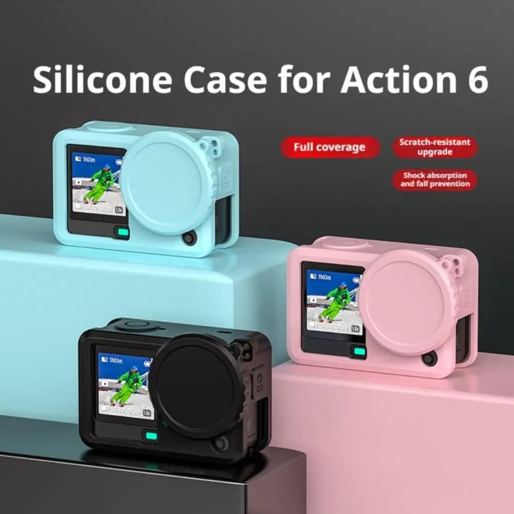 Silicone Protective Case Anti-Smarriage Cordino for DJI Action 6 Covers Full Protective Cover Camera Accessories