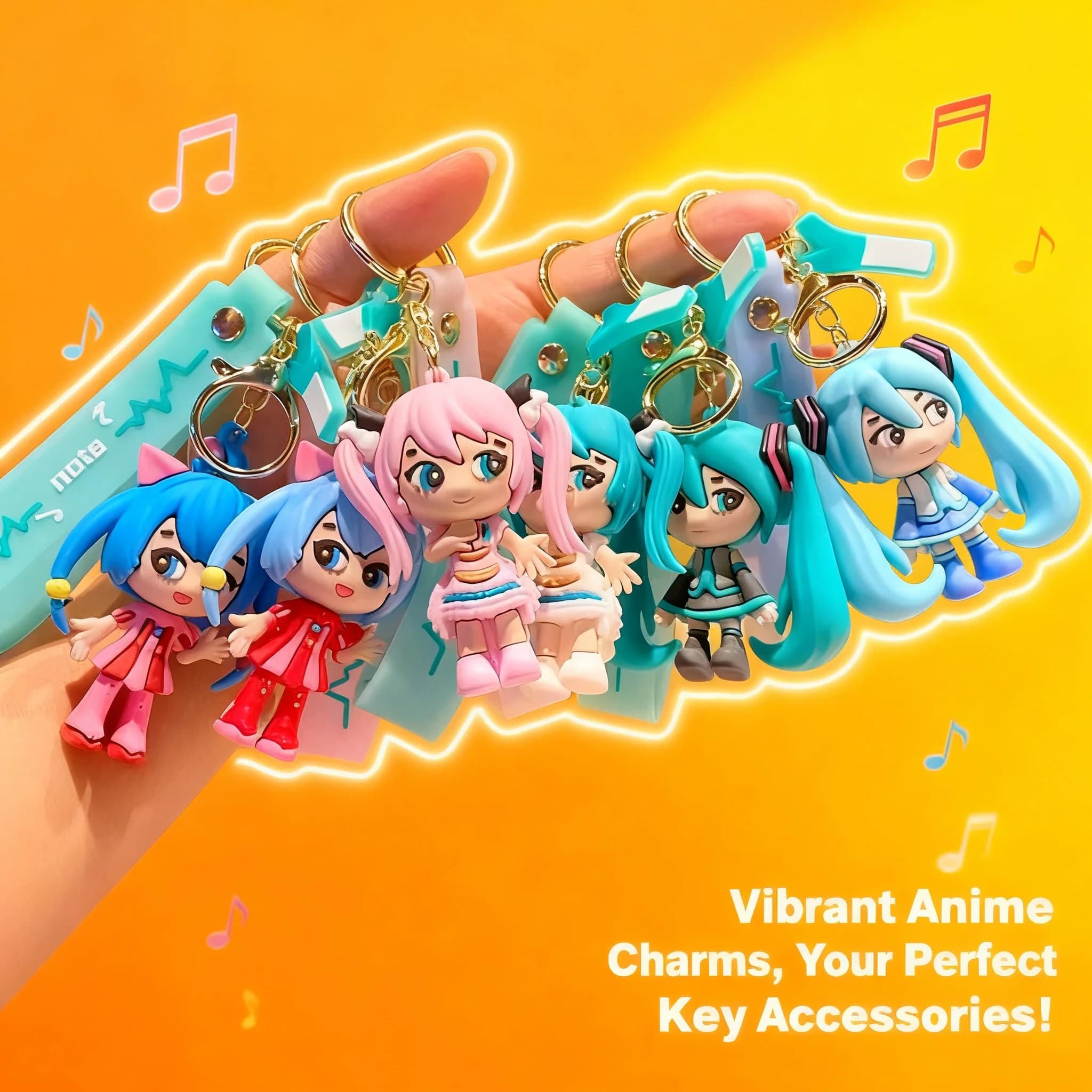 Portachiavi Miku Hatsune, Ciondolo Anime Cartoon, Charm per Zaino, Bambola Cosplay, Regalo per Ragazze e Collezionisti