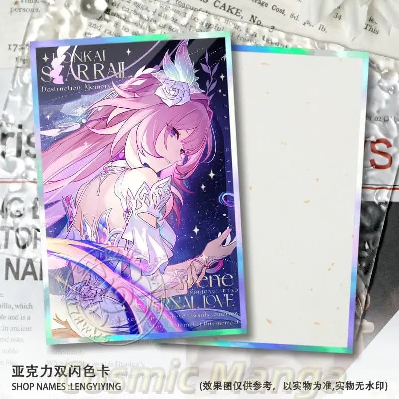 Anime Cyrene Anaxa Gioco di carta colorata acrilica Honkai: Star Rail Laser Shikishi Cosplay Doppio flash Ornamento Regalo di carta firma